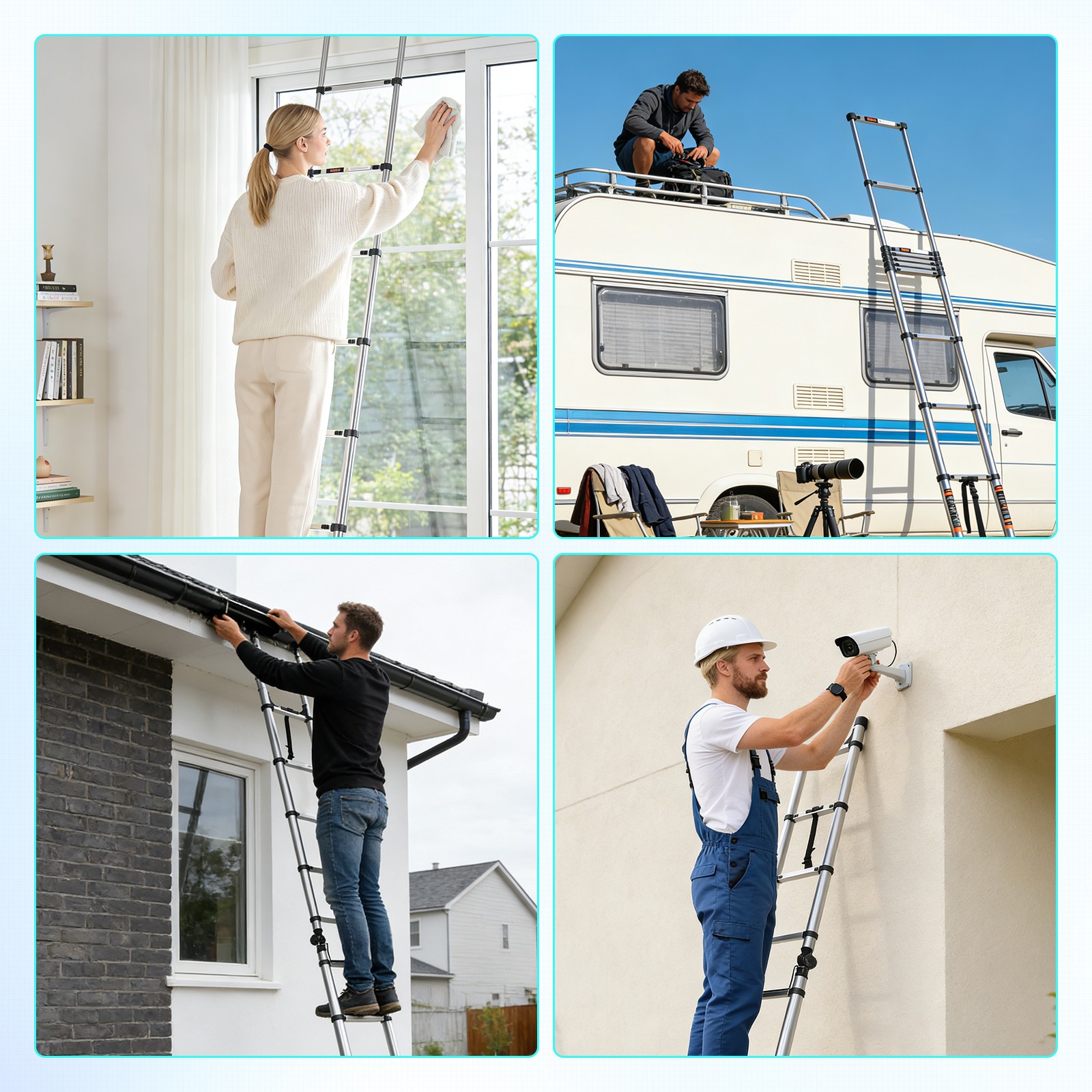 Telescoping Ladder 12.5 FT A Frame, 330 lbs Max Capacity