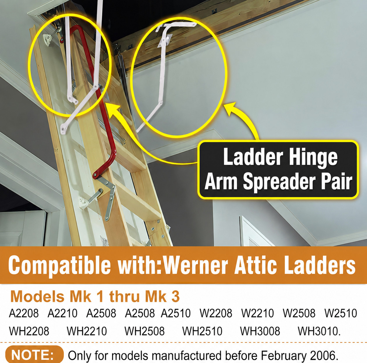 Pair Attic Ladder Spreader Hinge Arms For Werner 55-1 MFG 2006 And Older