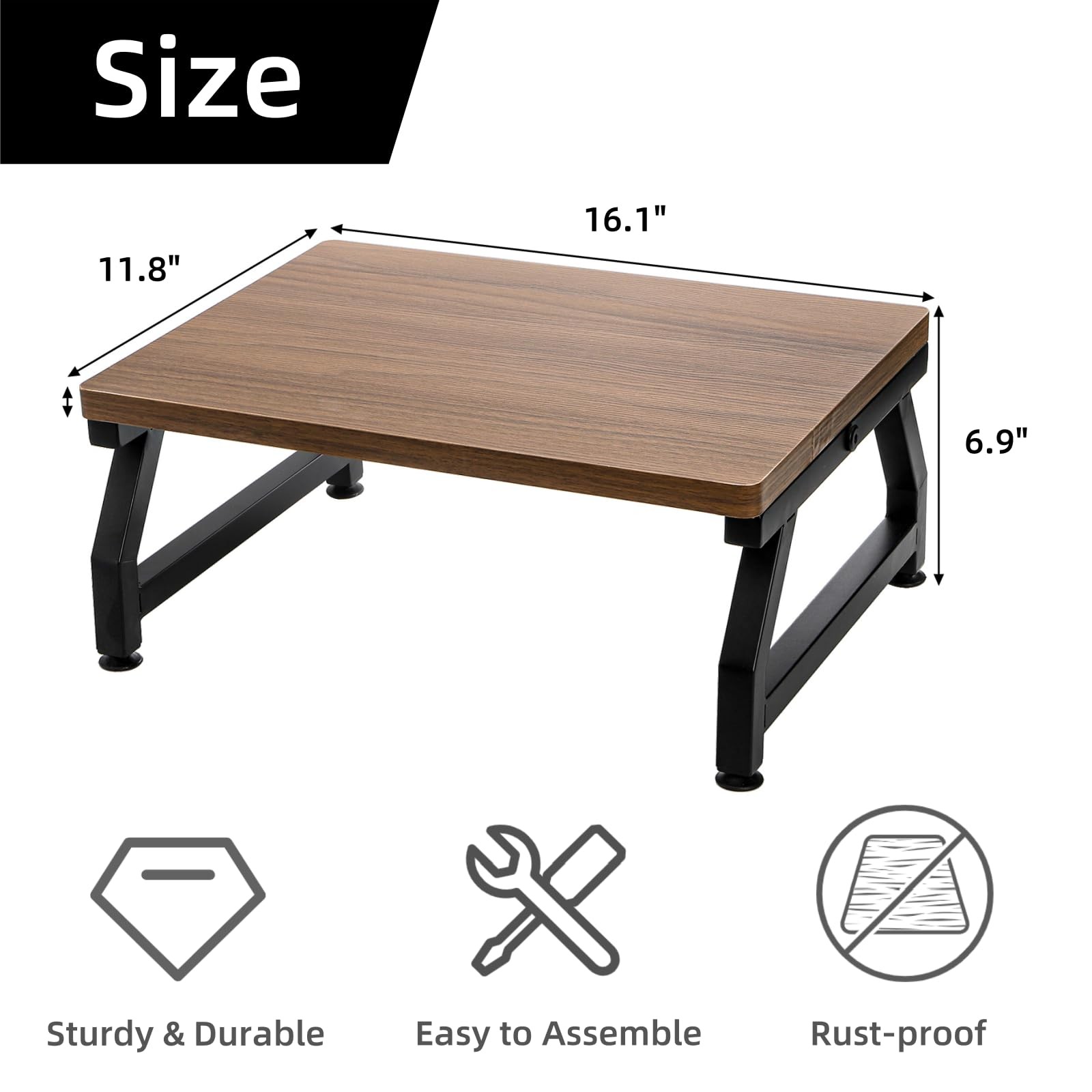 ELFULLY Wooden Step Stool for Adults Seniors, 16.1″L x 11.8″W x 6.9″H, Brown