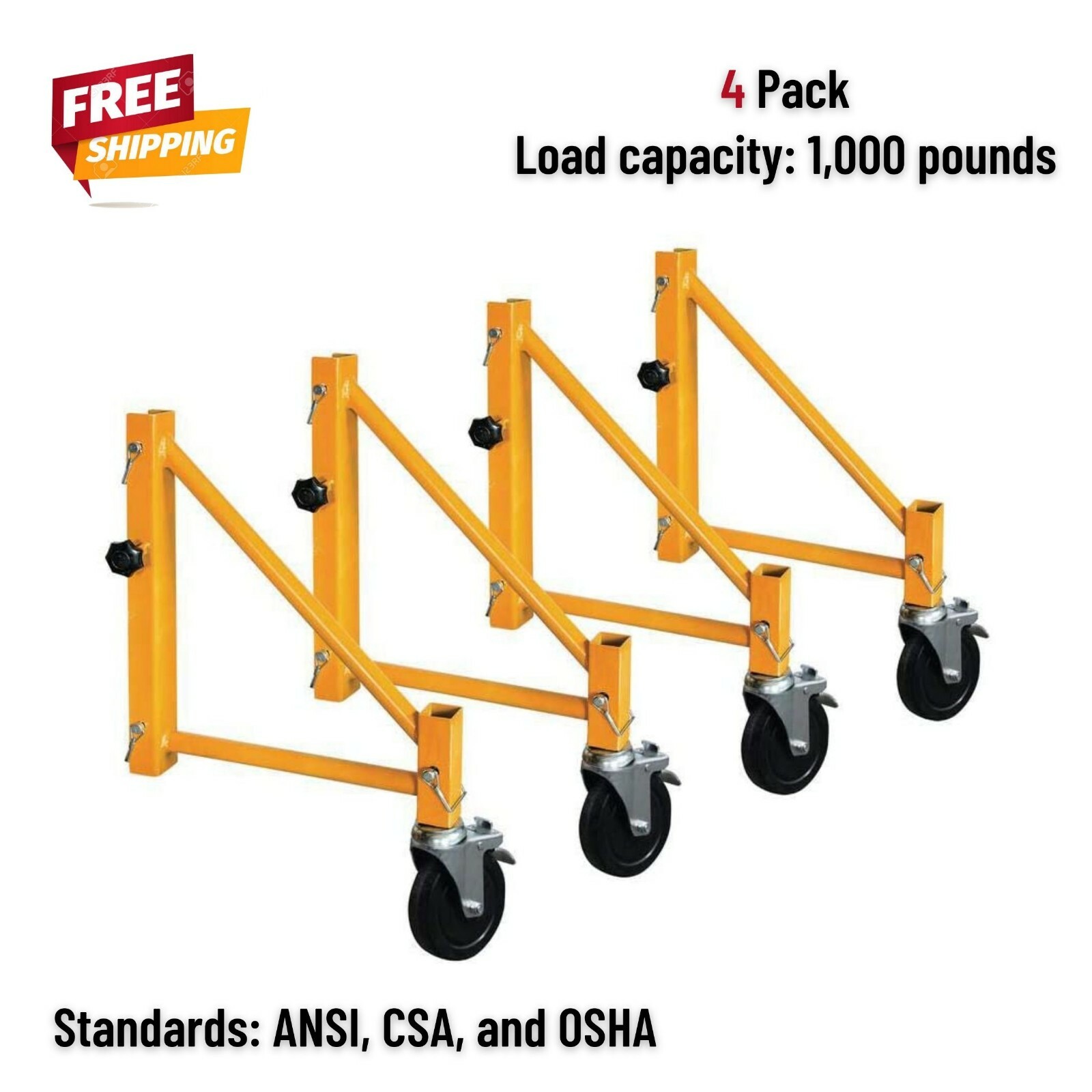 4pk Baker Scaffolding Outriggers w/5″ Locking Casters Wheel Add Safety Stability