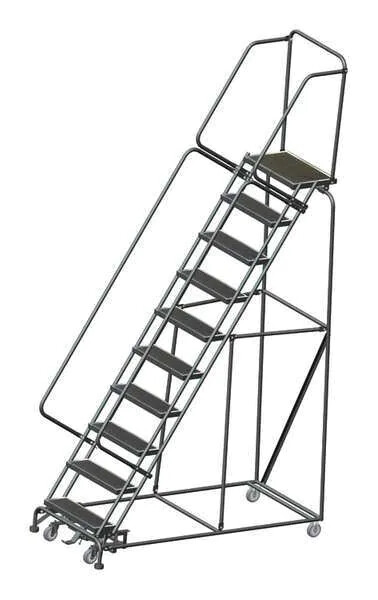 NEW! Ballymore 133 in H Steel Rolling Ladder, 10 Steps, 450 lb Load Cap!!