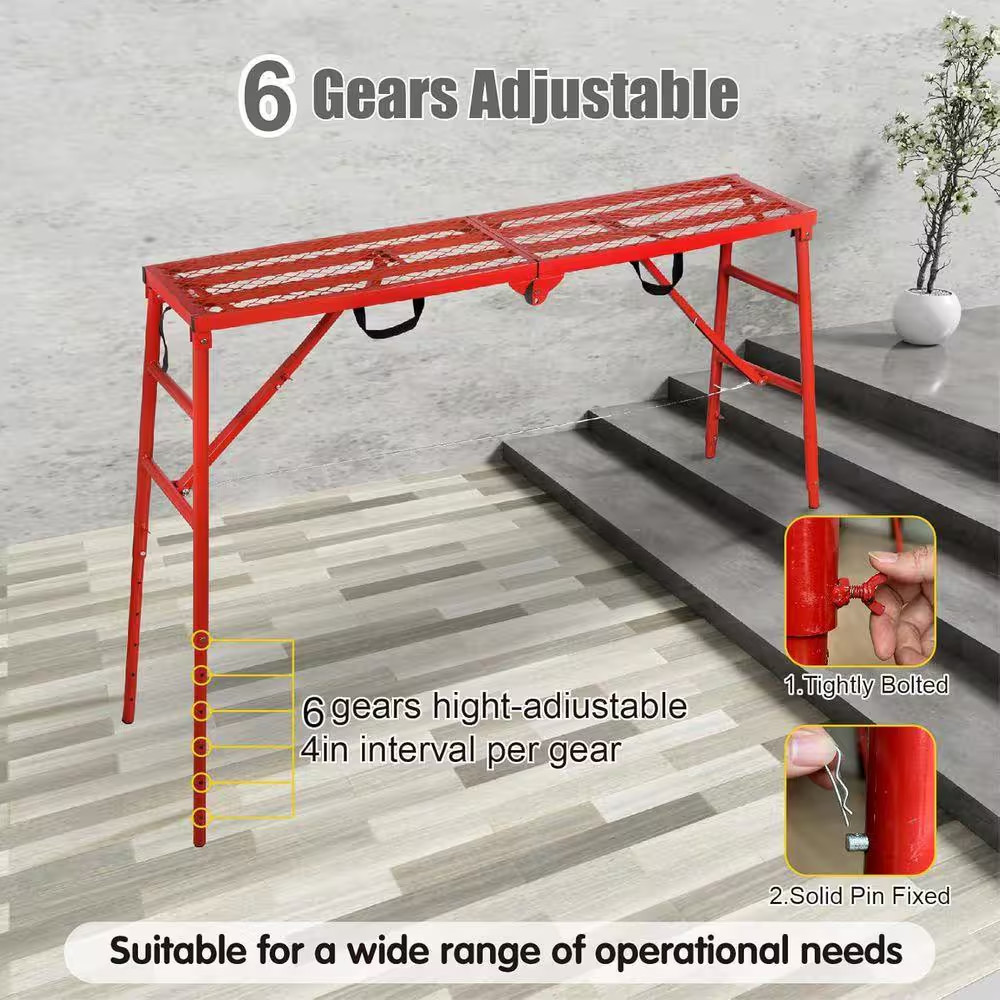 6 Ft. X 1.25 Ft. Alloy Steel Scaffolding Platform with 770 Lbs. Capacity, Adjust