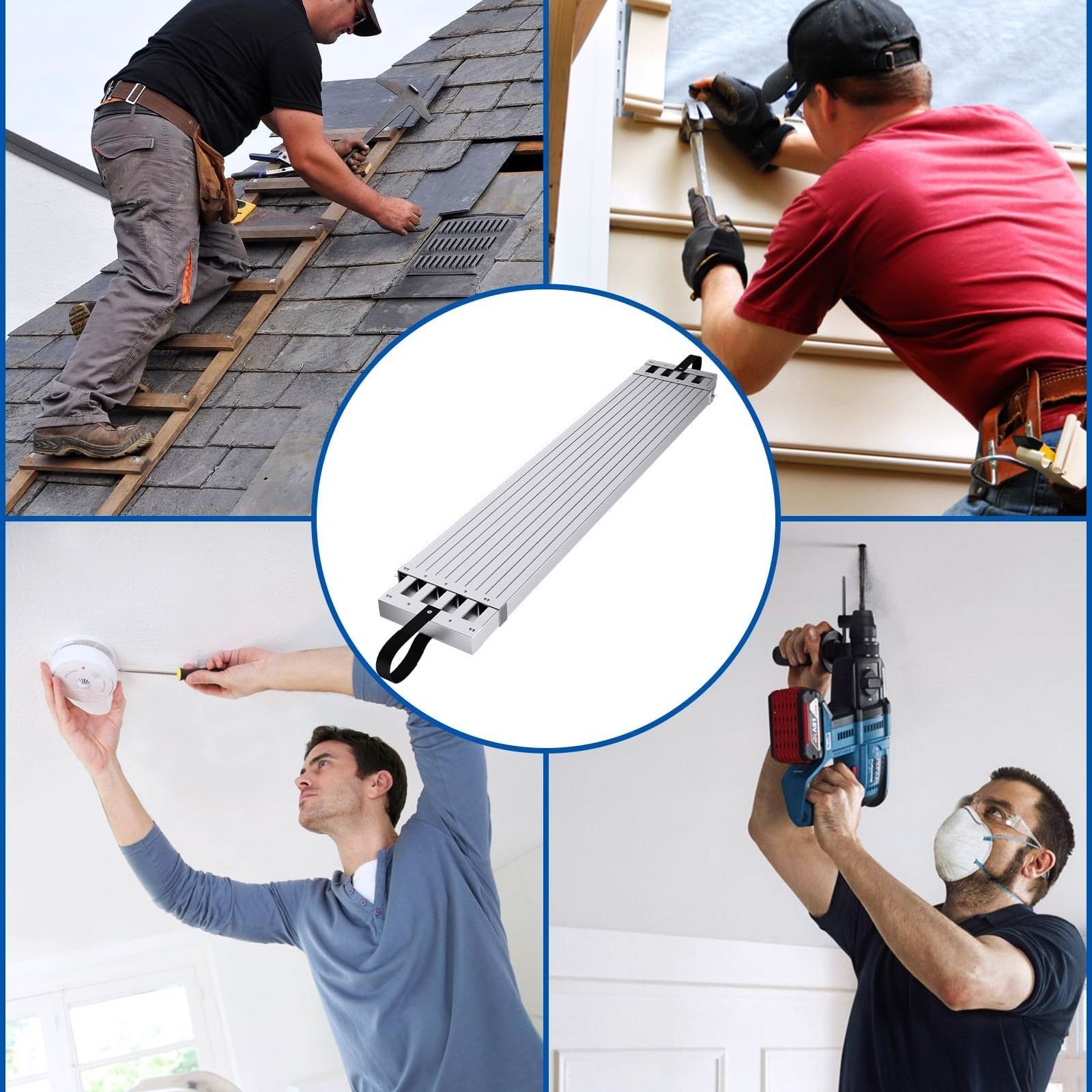 Garvee Work Plank 8-13Ft|440Lbs|Adjustable Skid-Proof Scaffold Ladder Accessory