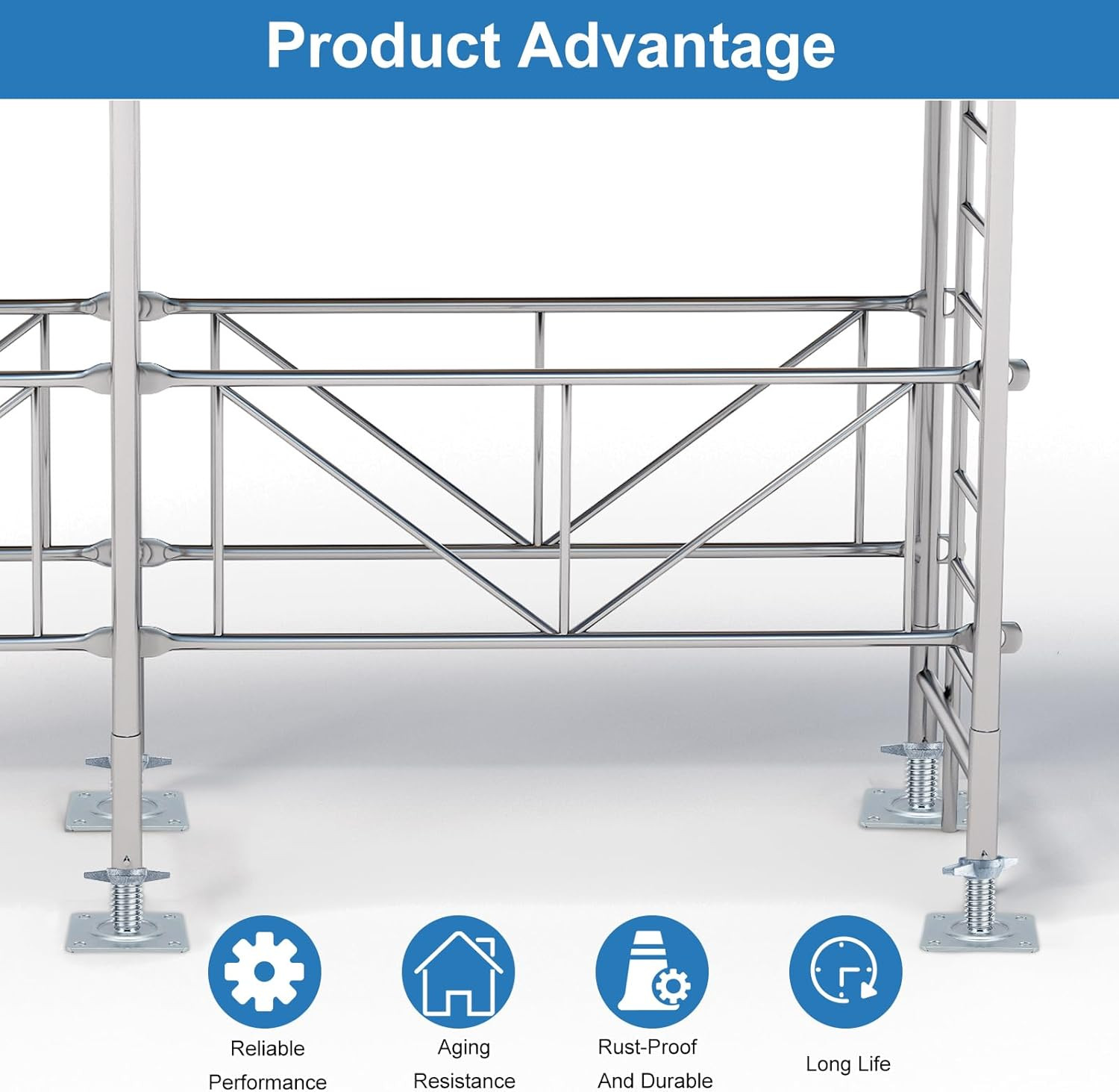 18″ Scaffold Adjustable Leveling-Jack Parts – Galvanized Solid Threaded Rod Sca