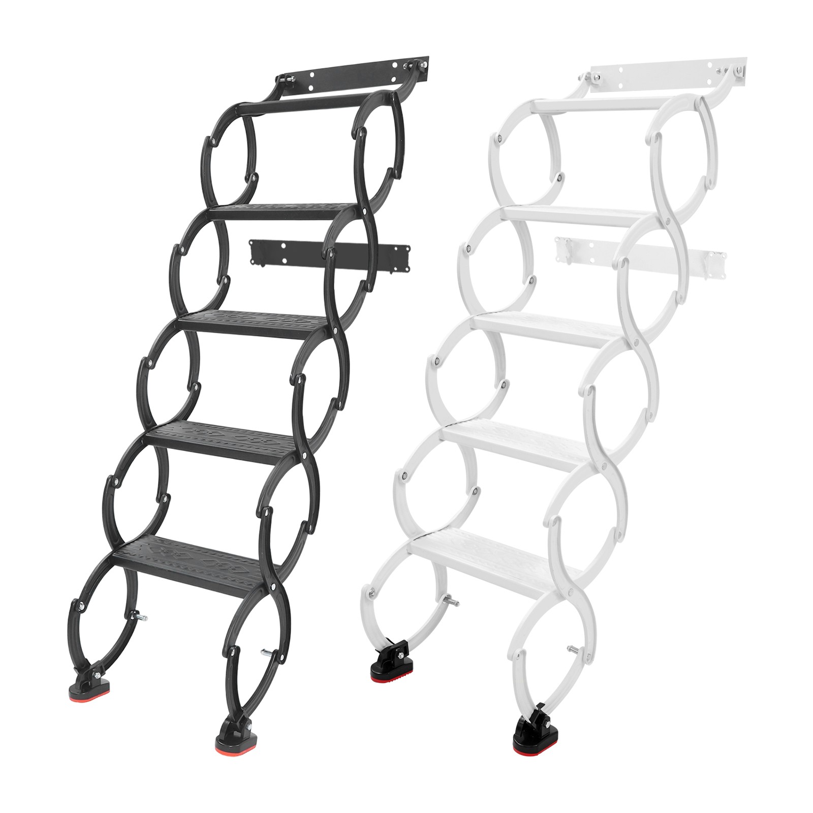 5 Step Wall Mounted Folding Ladder Telescoping Ladders Retractable Folding Stair
