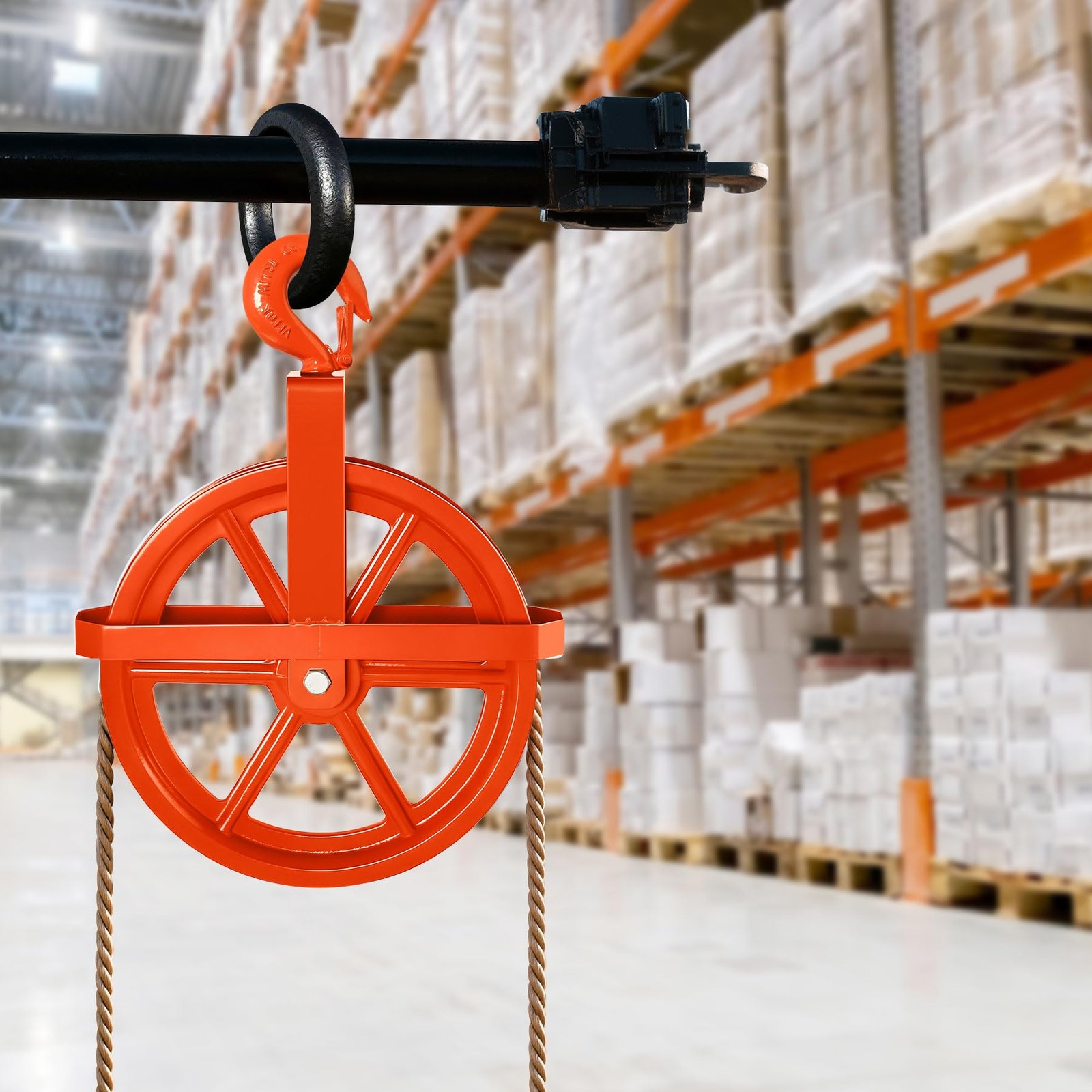 POPMOON 12-Inch Scaffold Hoist Pulley Iron Wheel Ladder Hooks 1000 Lbs