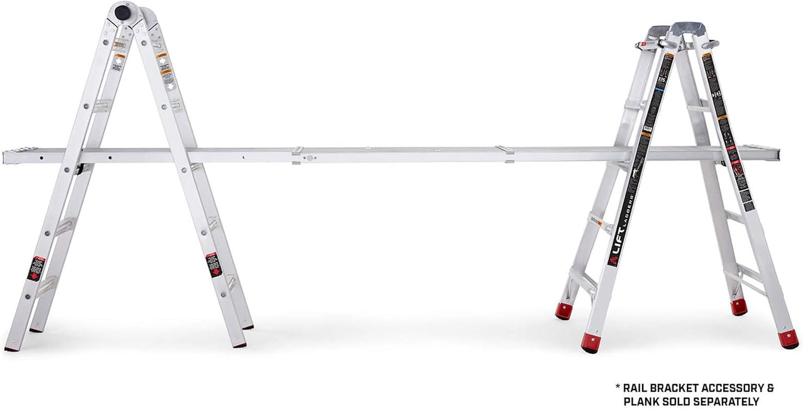 22 Foot Reach Adjustable in Multi Position Lightweight Aluminum Step Ladder wi