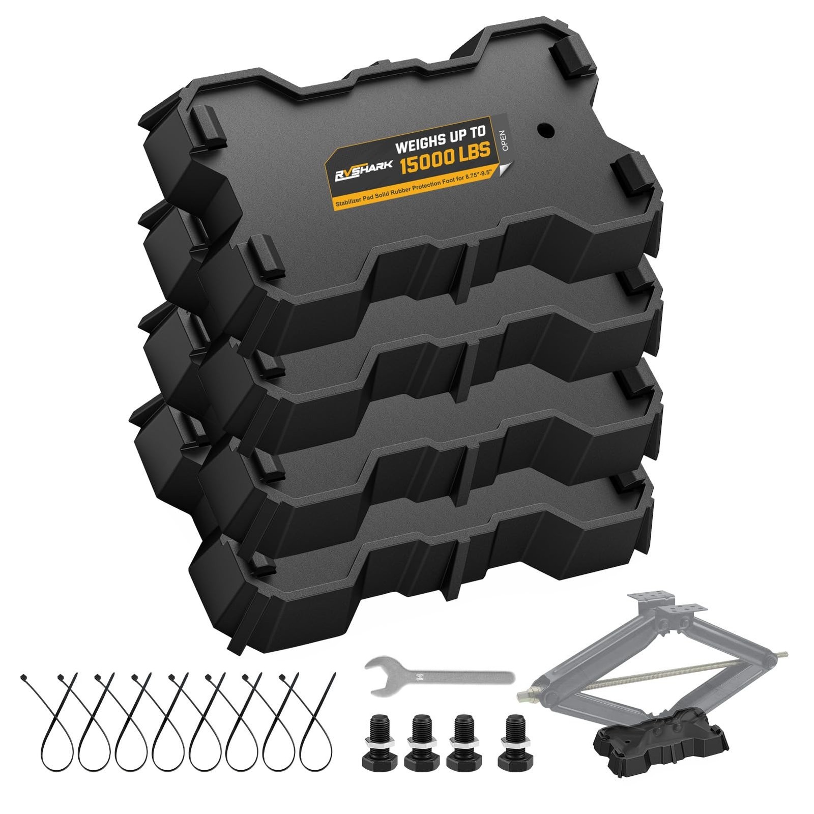 4 Packs RV Stabilizer Jack Pads, 15000 lbs Heavy Duty Leveling Blocks for 8.7…