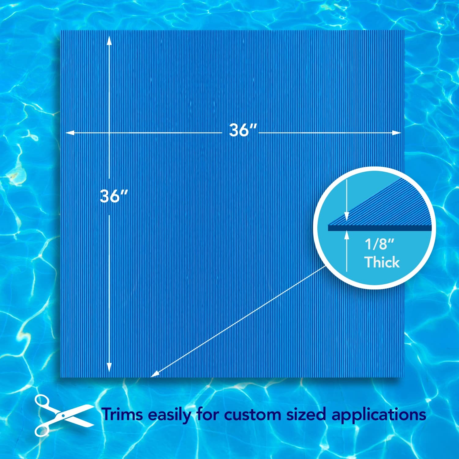 RESILIA Stay-Put Swimming Pool Ladder Mat – Non-Slip, 36″ x 36″, Powder Blue
