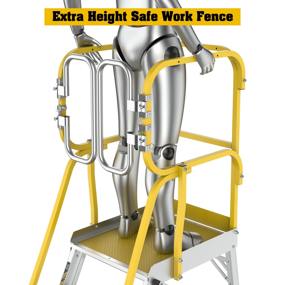 5 Step 375 Lbs Aluminum Rolling Platform Ladder Rolling Work Cart