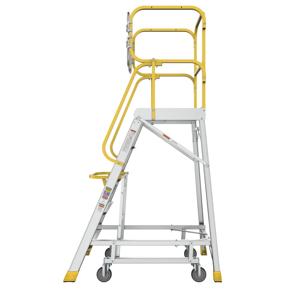 5 Step 375 Lbs Aluminum Rolling Platform Ladder Rolling Work Cart
