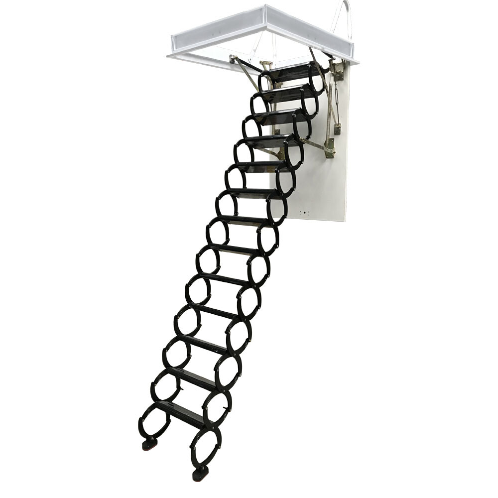 13 Steps 10.5ft Hight Black Loft Wall Ladder Stairs Hidden Folding Attic Stairs