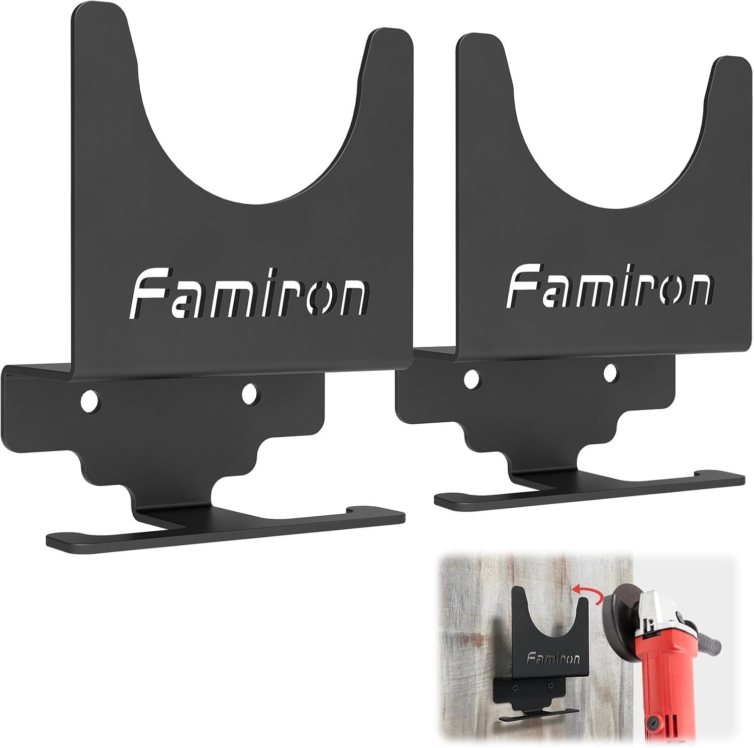 2 PCS Angle Grinder Holder,Angle Stand Tool Wall mount Bracket Black