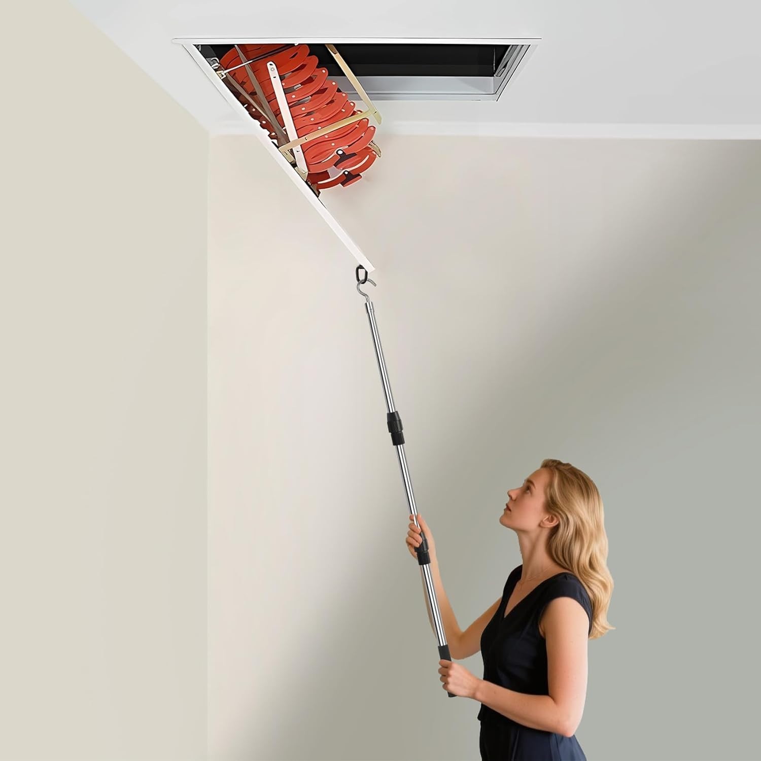 Durable Stainless Steel Attic Pull Down Hook: Easy Installation & Versatility