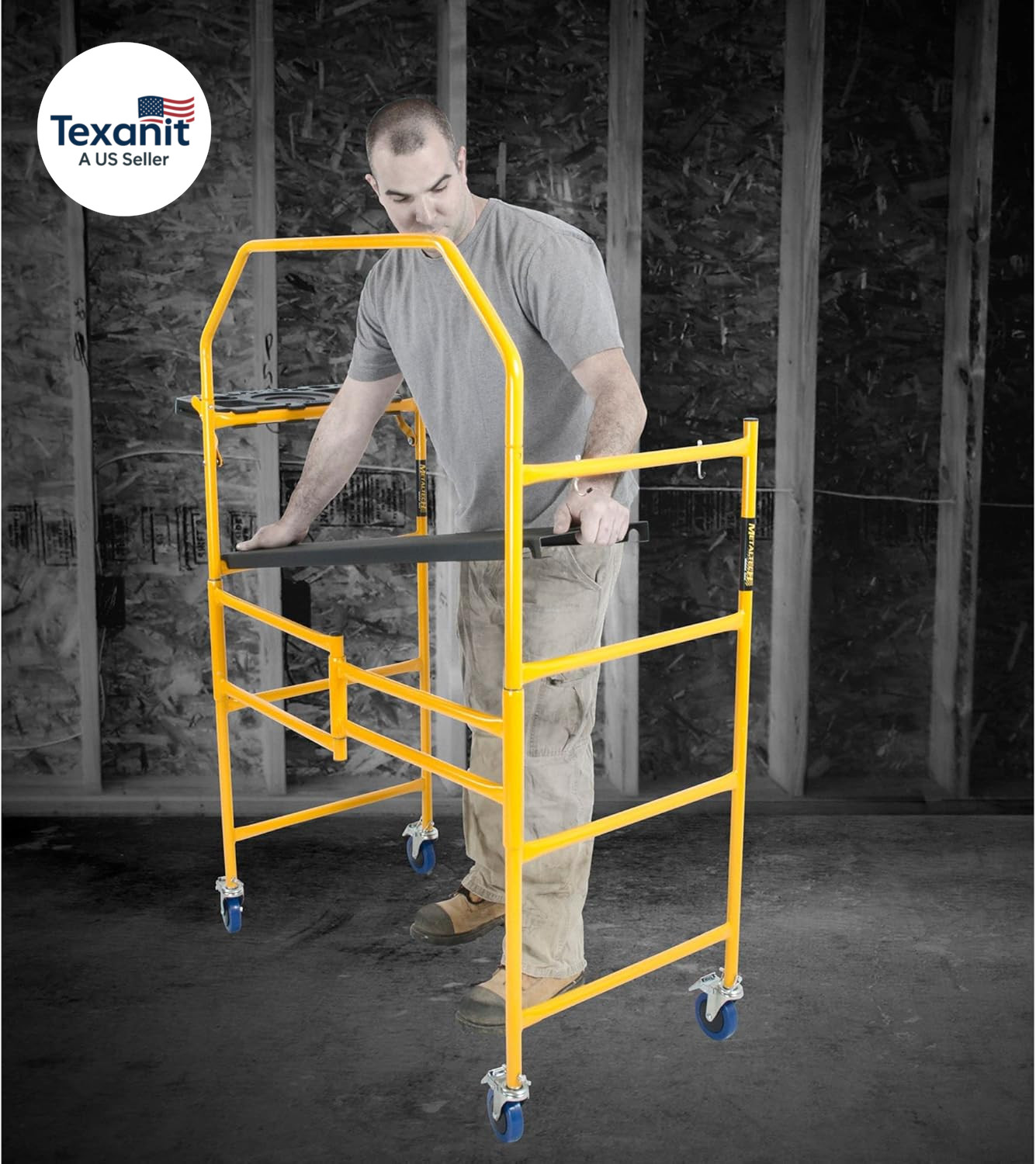 4 Ft Scaffolding Platform, Adjustable, Foldable and Rolling Scaffold Platform wi