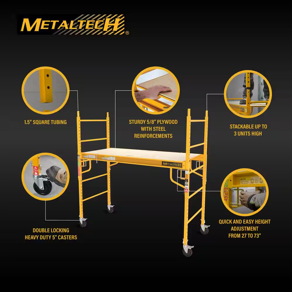 Jobsite 6 Ft. W X 6.25 Ft. H X 2.5 Ft. D Baker Style Rolling Scaffold Platform w