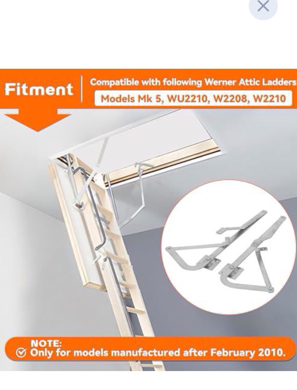 HECASA 55-2 Attic Ladder Hinge Kit for 2010+ Werner Mk 5, WU2210