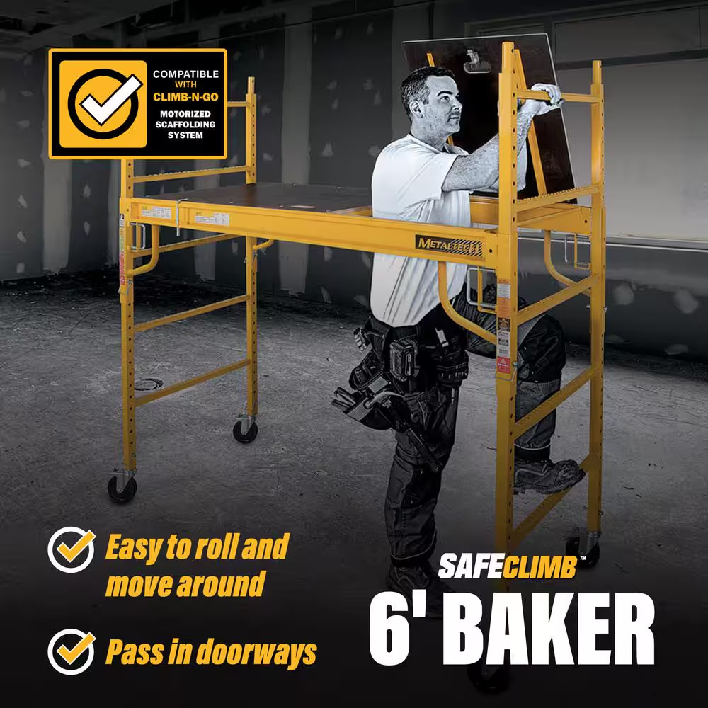 Safeclimb 6 Ft. Baker Scaffold with Platform and Included Trap Door, 1250 Lbs. L