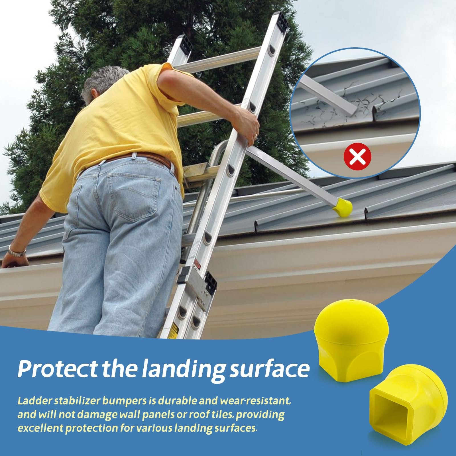 Ladder Stabilizer Bumpers Fit for Werner Extension 4 Pack, Yellow