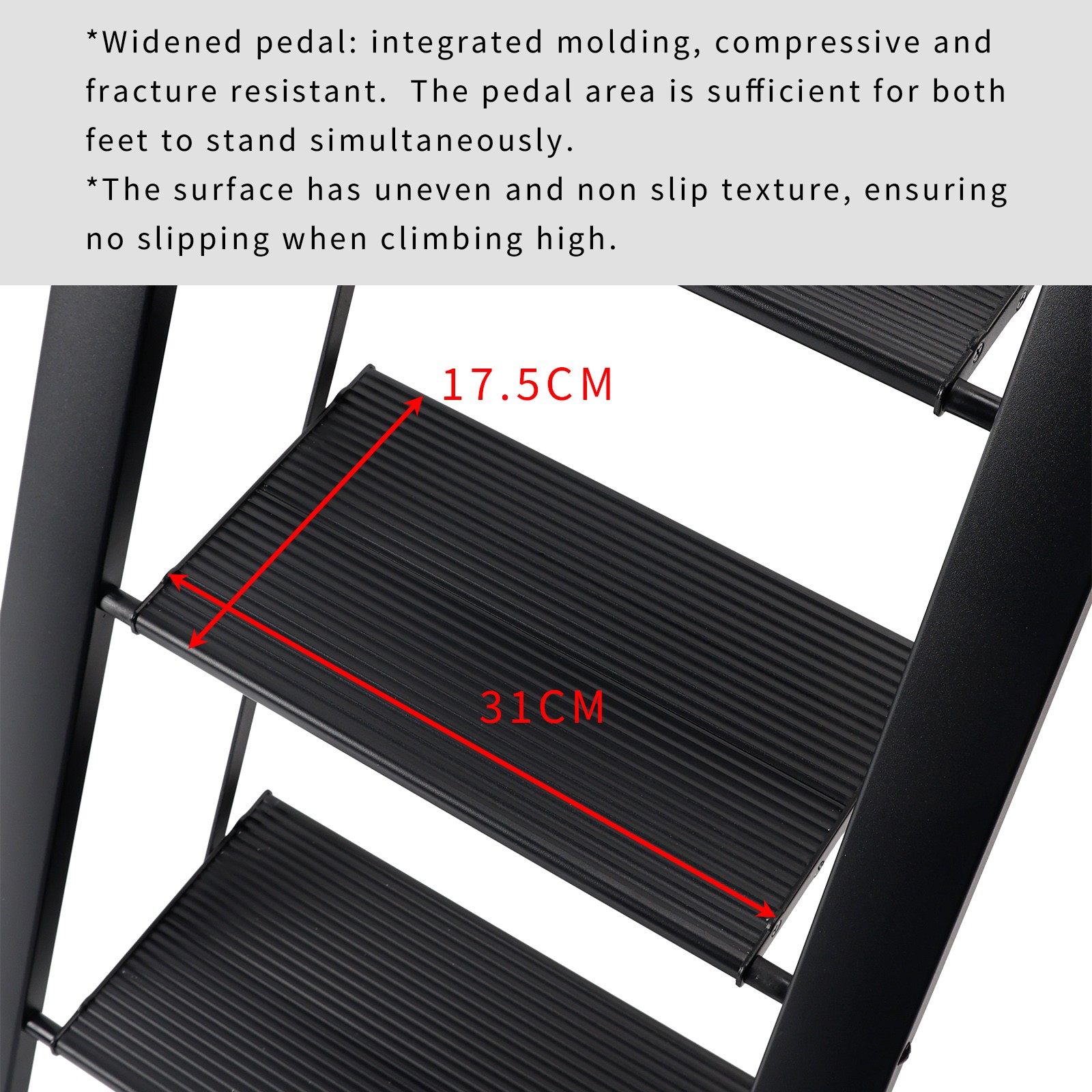 5Step Ladder, Foldable Step Stool, Aluminum Step Ladder with Anti-Slip Pedal