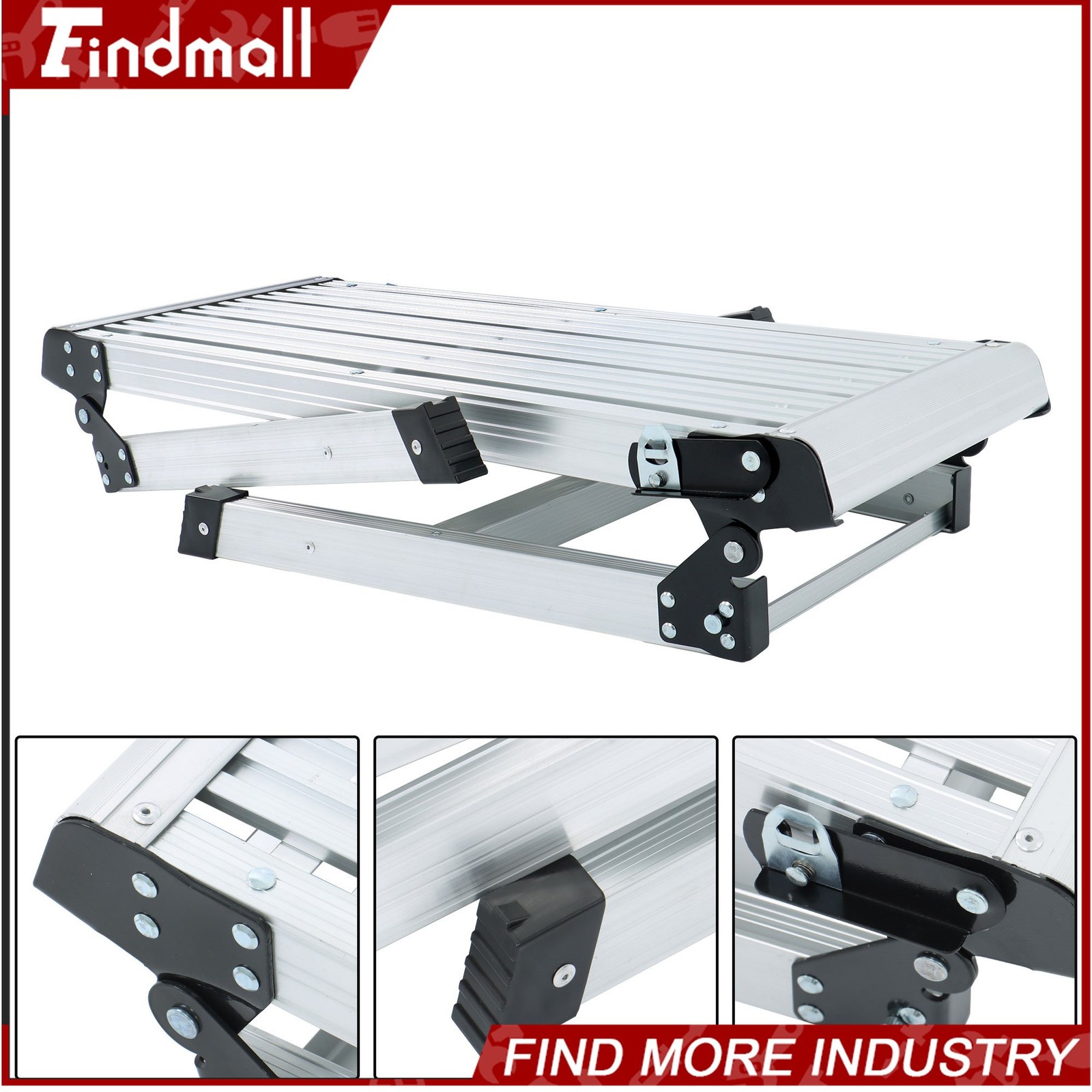Findmall Aluminum Step Stool Non-slip Folding Work Platform 330lb Drywall Ladder