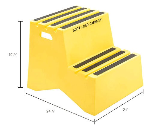 2 Step Plastic Step Stand 21″W x 24-1/2″D x 19-1/2″H Yellow