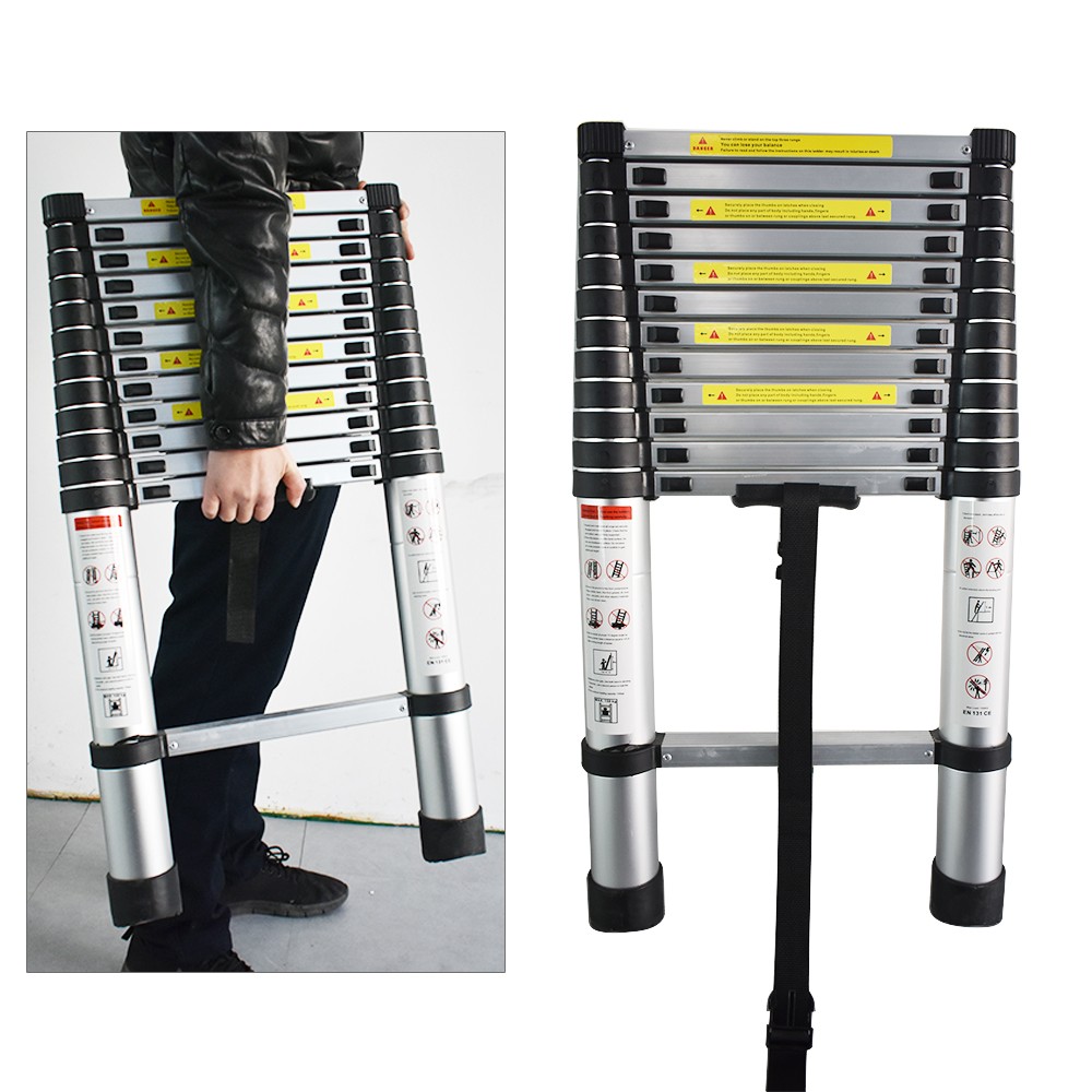 LABLT 12.5FT Aluminum Extension Telescoping Heavy Duty Lightweight Step Ladder