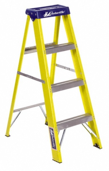 Louisville 3 Steps, 4′ High, Type I Rating, Fiberglass Step Ladder