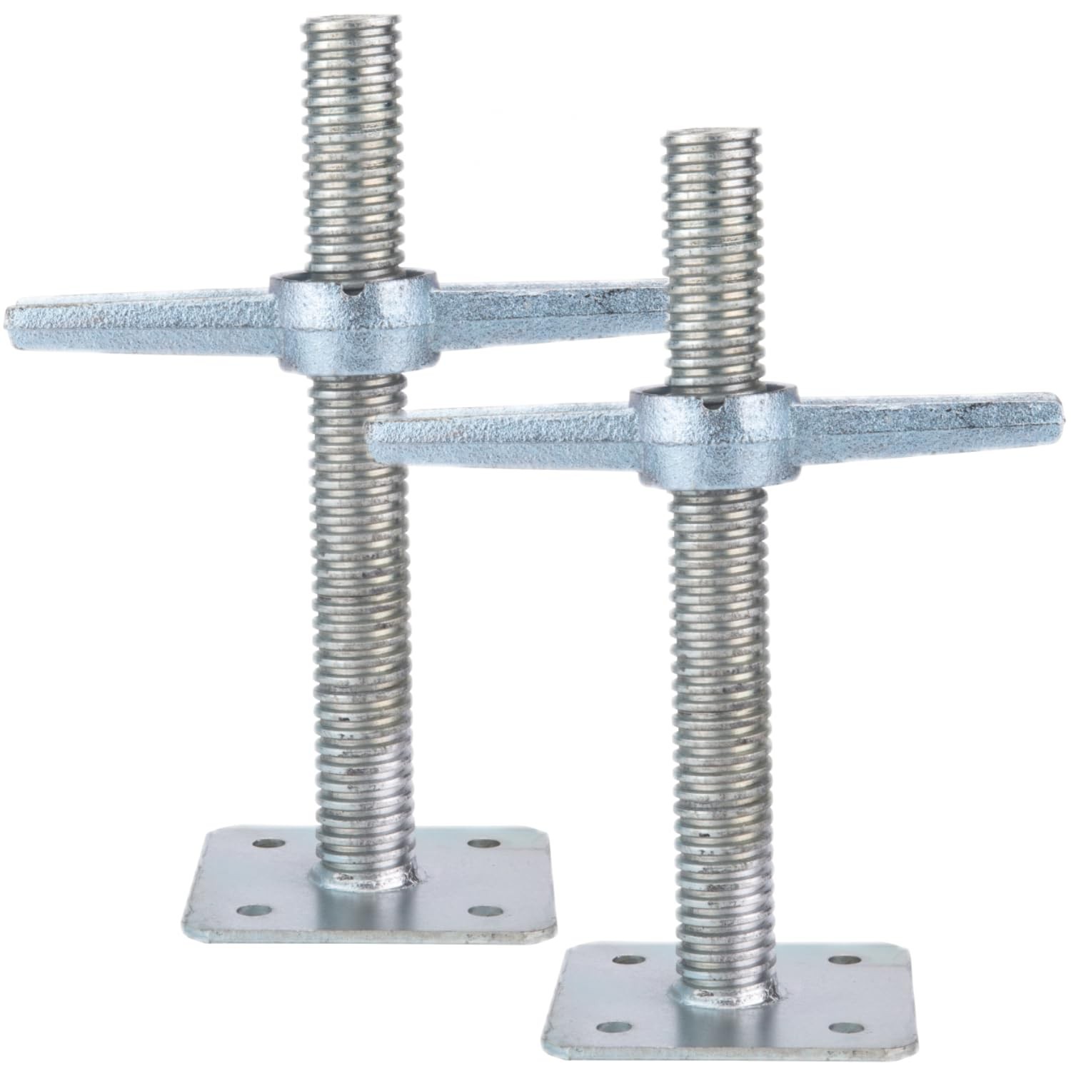 Scaffold 12″ Adjustable Leveling Galvanized Screw Jack with Base Plate, 4 Pack