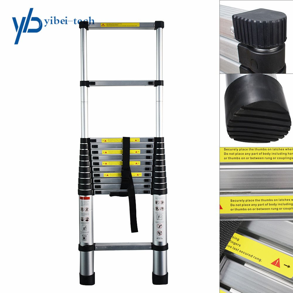 12.5FT Aluminum Multi Purpose Telescopic Extension Ladder Heavy Duty Step Ladder