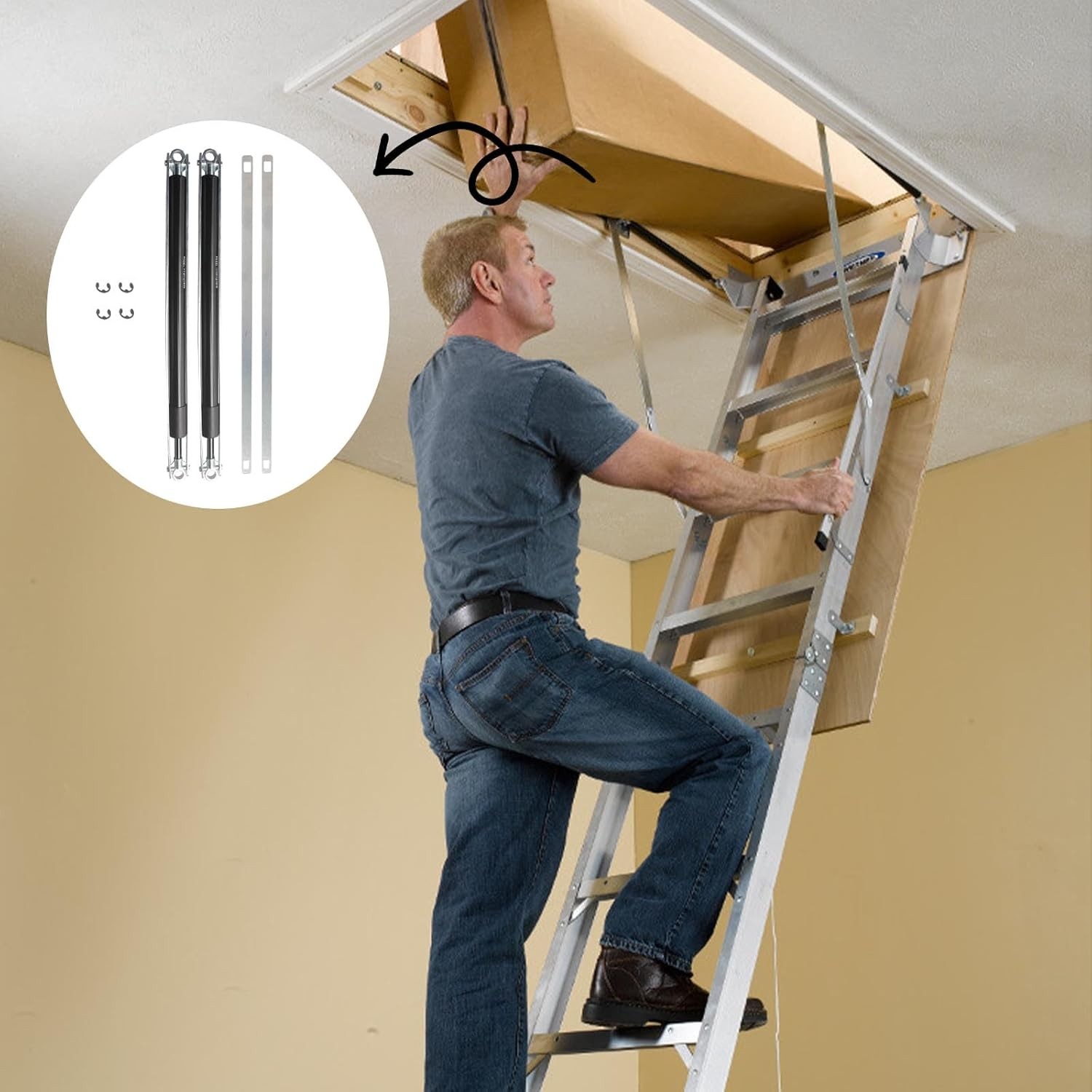 36-80 Attic Ladders Standard Strut Kit 1 Pair Fits Werner Aluminum Attic Ladders