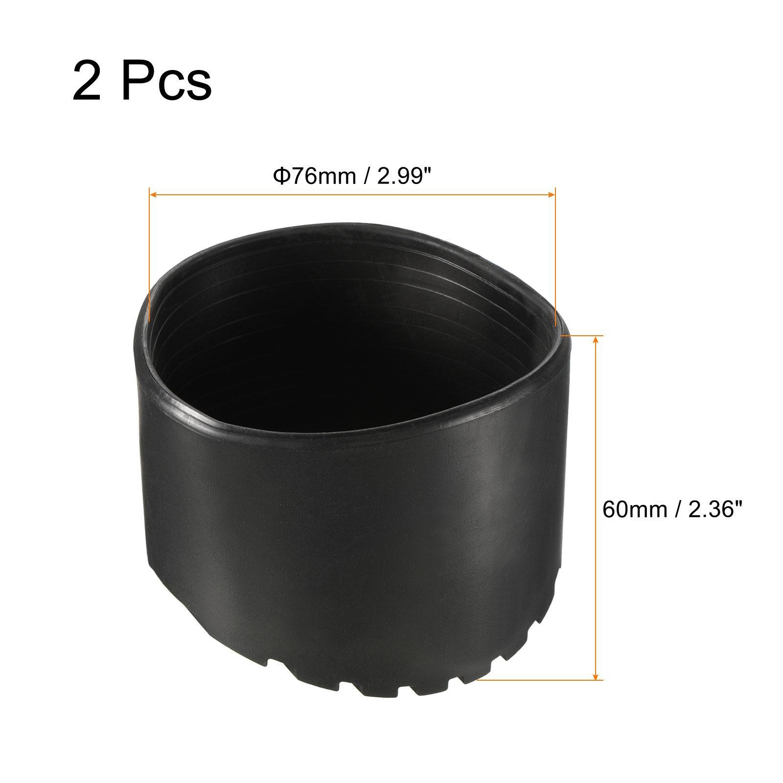 2pcs 76mm ID Rubber Telescopic Ladder Non-Slip Feet Mat Pad Cover Cushion Black