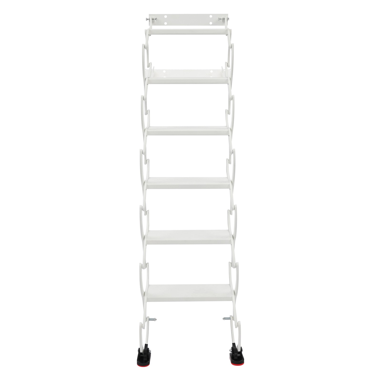 Wall Mounted Folding Ladder,White Step Ladders,6-Steps Retractable Folding Stair