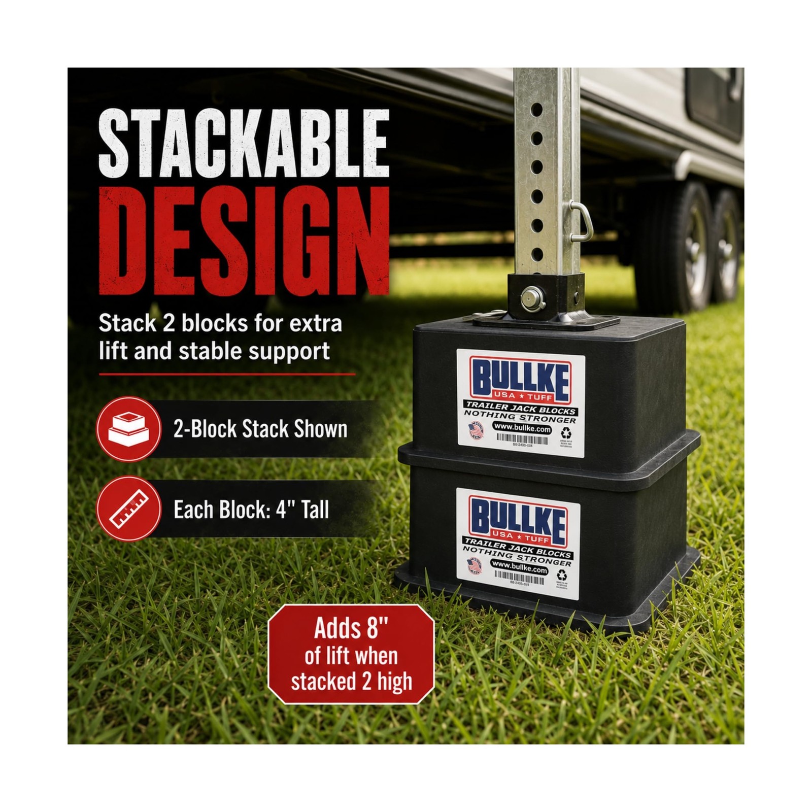 USA-Made Trailer Jack Blocks |Up to 18,000 lbs.| Heavy Duty RV Leveling & Sta…