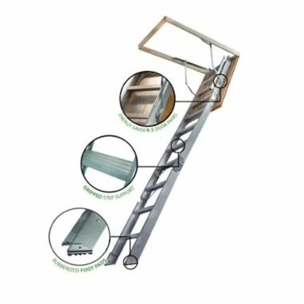 NEW! TITAN Attic Stair, 8 ft 9 in H Ceiling, 375 lb Duty Rating, Aluminum!!