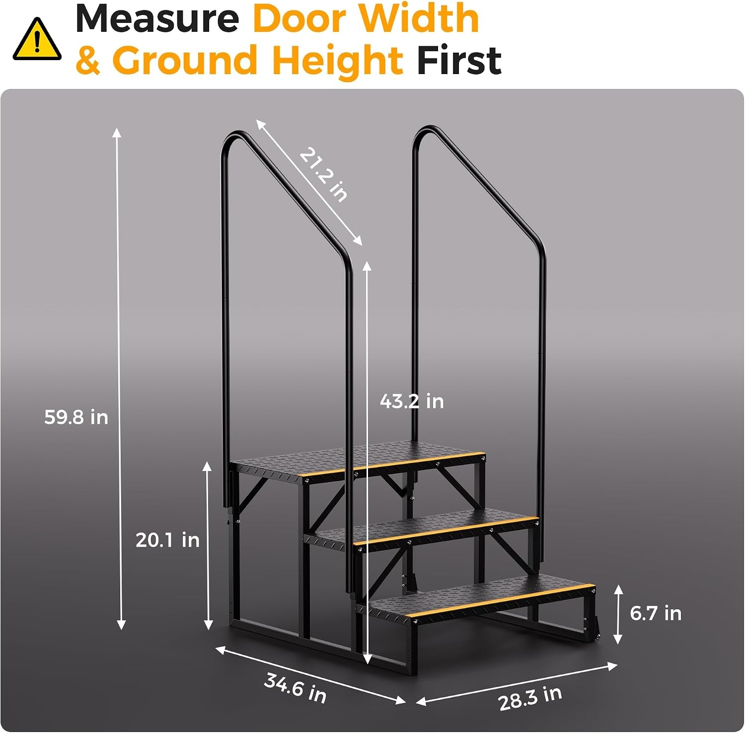 3-Step RV Steps W/ Wheels Per Step 1000LBS Capacity 304 Stainless Steel Bolts at