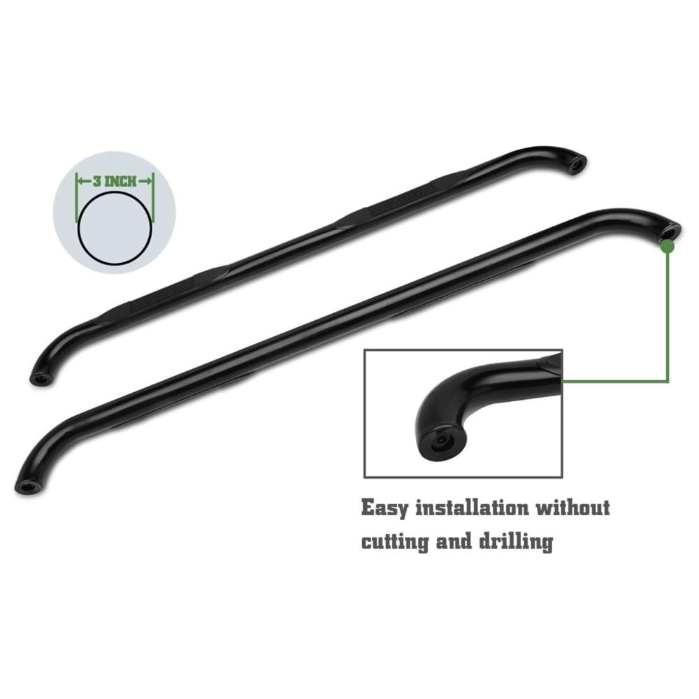 3″ Black Side Step Bars for Chevy Silverado 2500HD/3500HD GMC Sierra