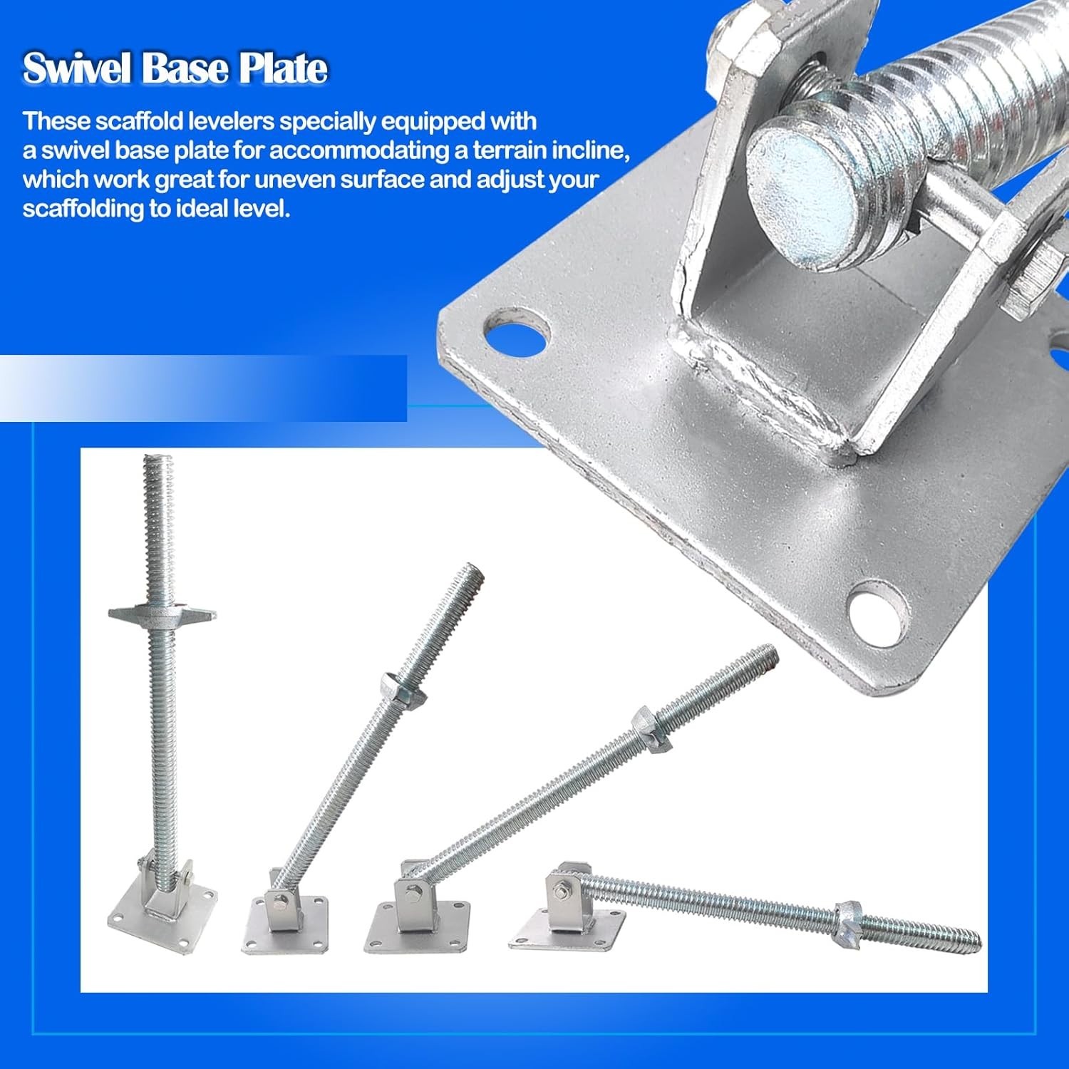 Gaeaauto 4 Pack Scaffold Swivel Screw Jack Solid Stem Adjustable Leveling Jacks