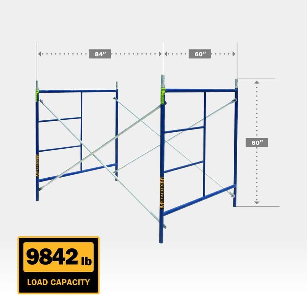 MetalTech Saferstack 1 Story Scaffold Frame Set 5x7x5ft Galvanized Braces