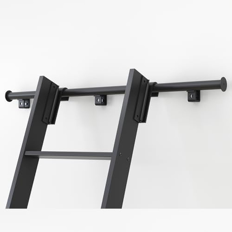 Aluminium Rolling Library Step Ladder with 8FT Sliding Track Kit – Metal Black