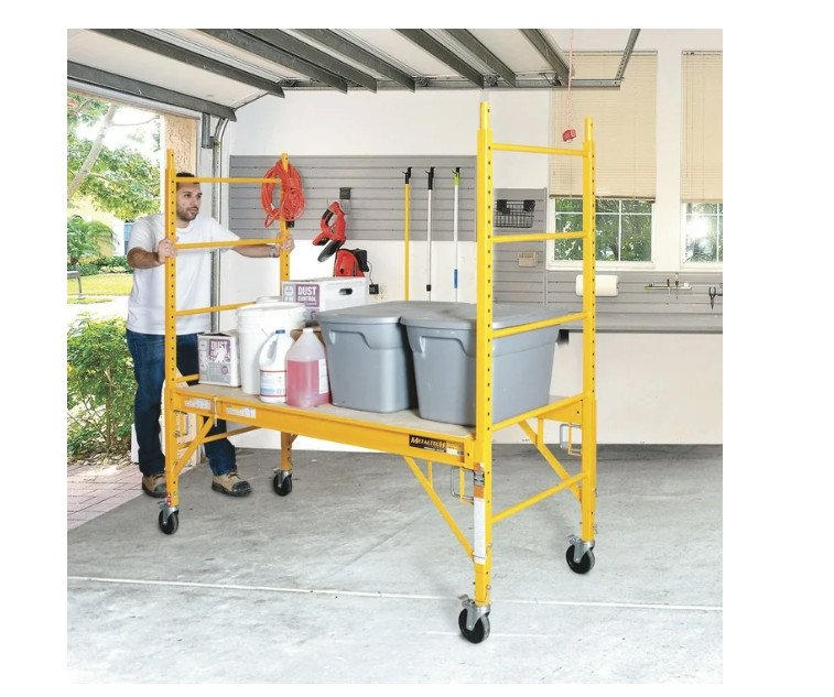 MetalTech 6 Foot Portable Jobsite Series Baker Scaffolding Locking Wheels Yellow