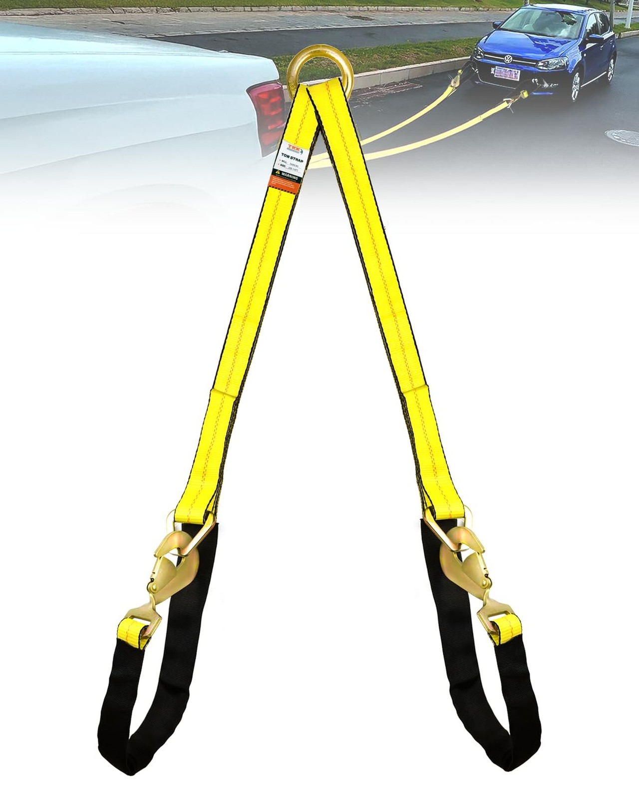 TKK Heavy-Duty V-Bridle Tow Strap 2″ x 4′ – 5,400 lbs Load Capacity | Snap