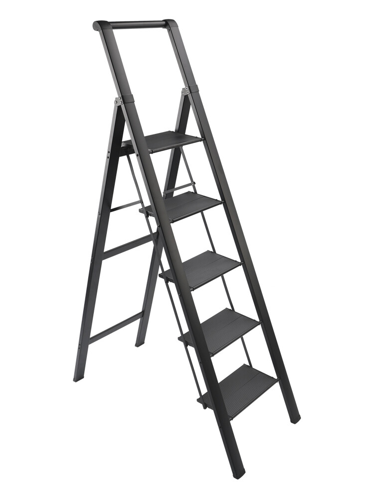 5 Step Ladder, Foldable Step Stool, Aluminum Step Ladder with Anti-Slip Pedal E4