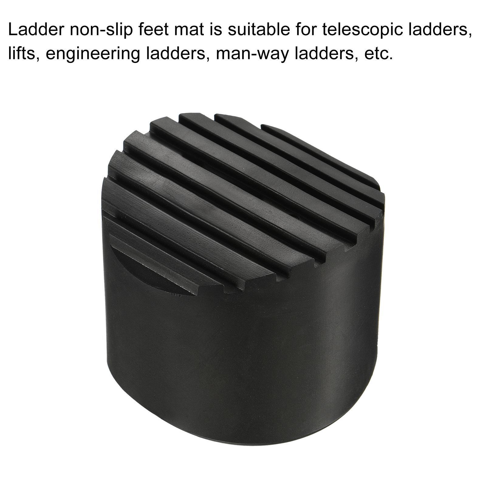 2Pcs 68mm ID Rubber Telescopic Ladder Non-Slip Feet Mat Pad Cover Cushion Black