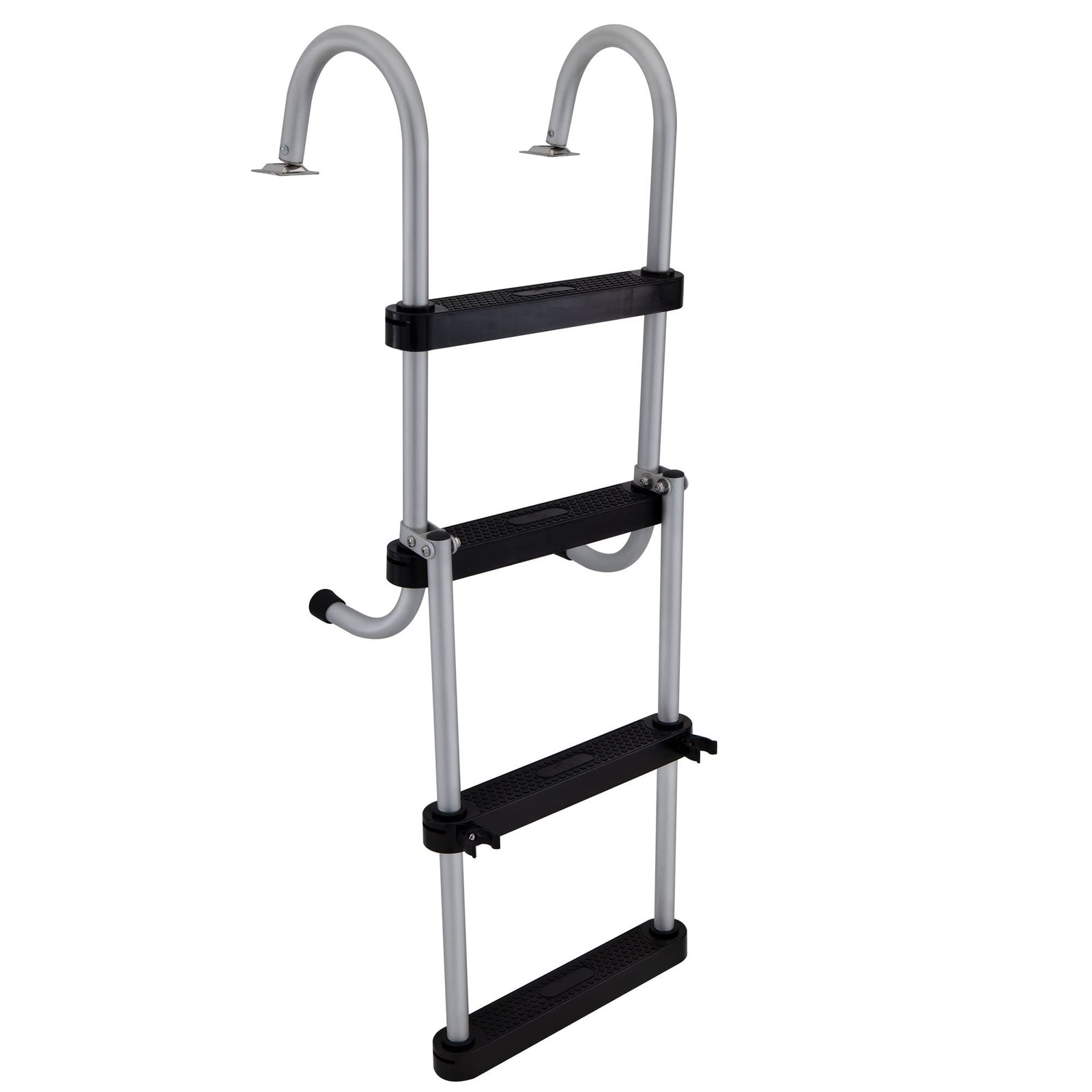 RecPro Marine Pontoon Boat 4 Step Folding Boarding Ladder AL-B4 Anodized
