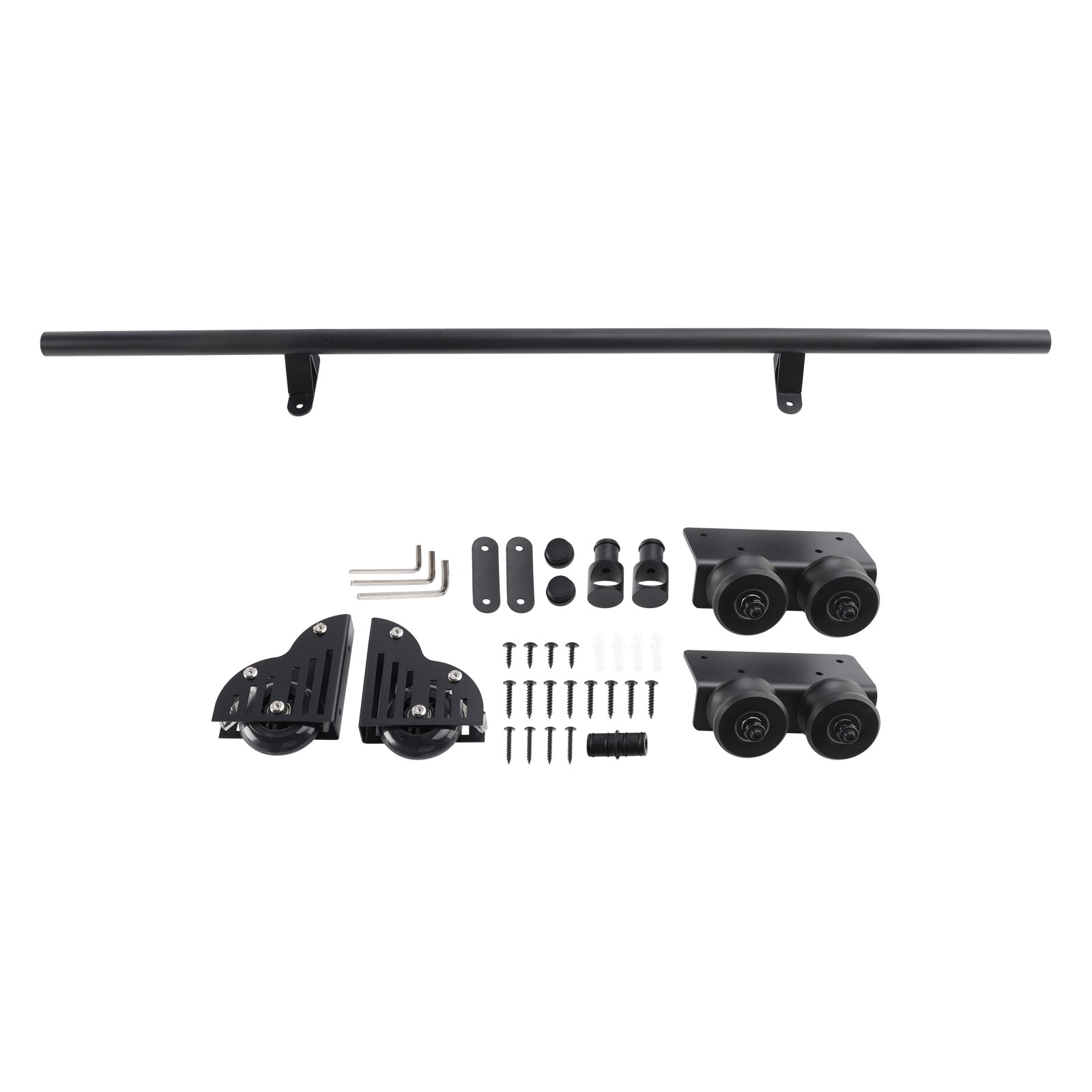 Rolling Library Sliding Ladder Hardware Kit with Brake 3.3FT Round Tube