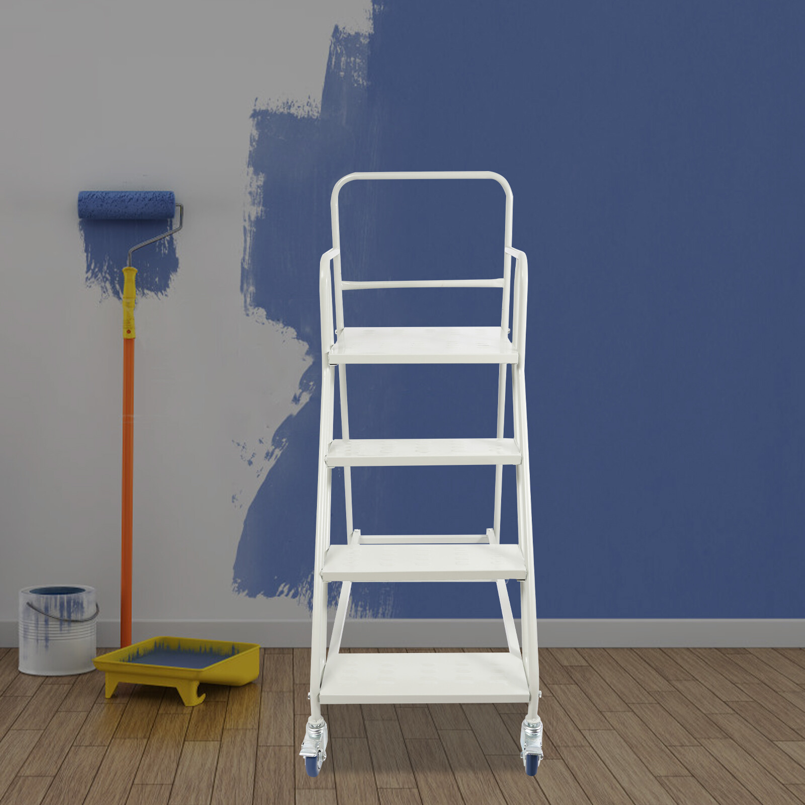 400kg 4 Step Rolling Stair Industrial & Warehouse Stair Ladder Floor Standing