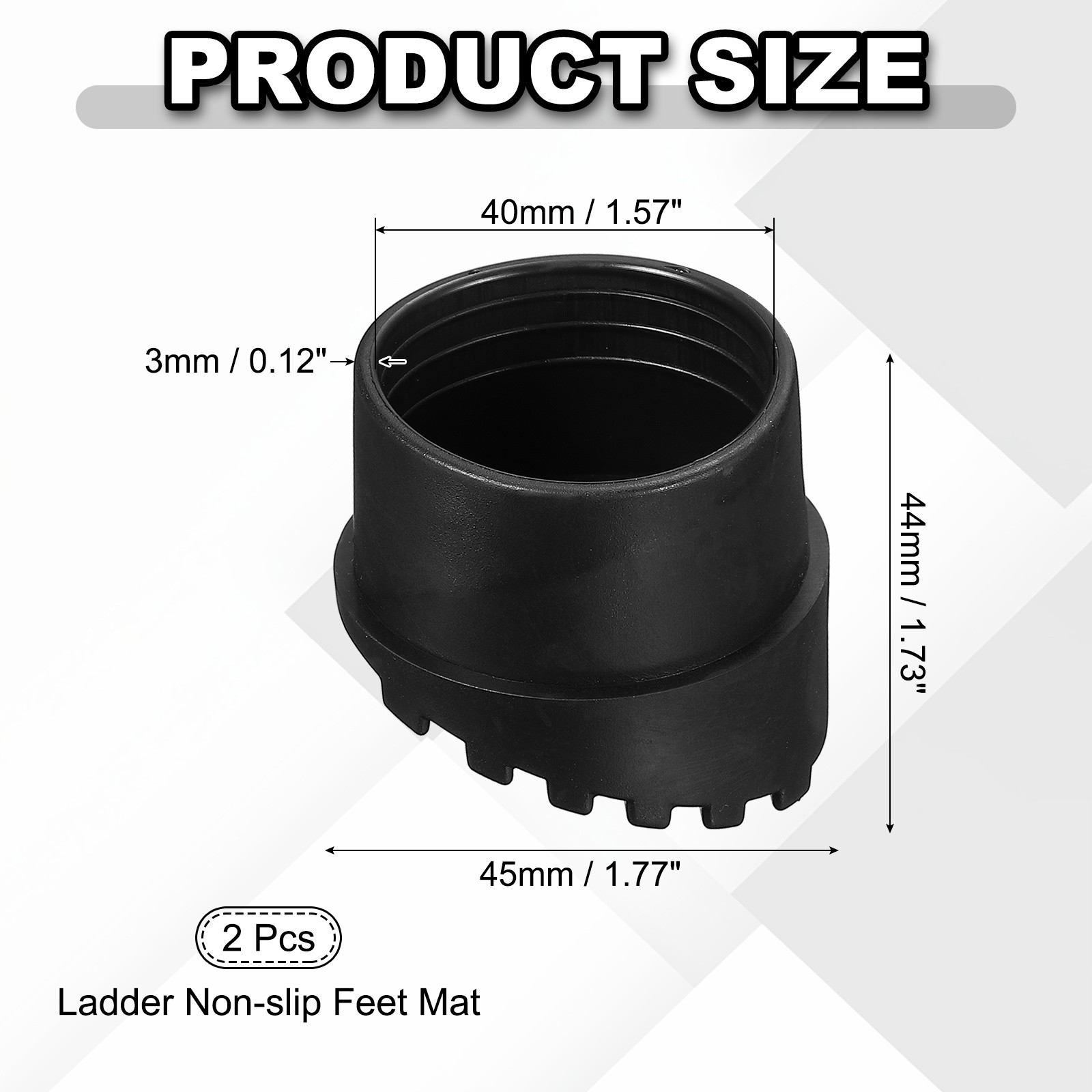 Ladder Non Slip Feet Mat (40mm ID) (2Pcs) Rubber Round Step Ladder Foot, Black