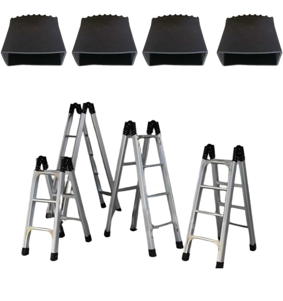 4Pcs Ladder Feet Mat Non-Slip Rubber Ladder Cover Accessory Replacement Black