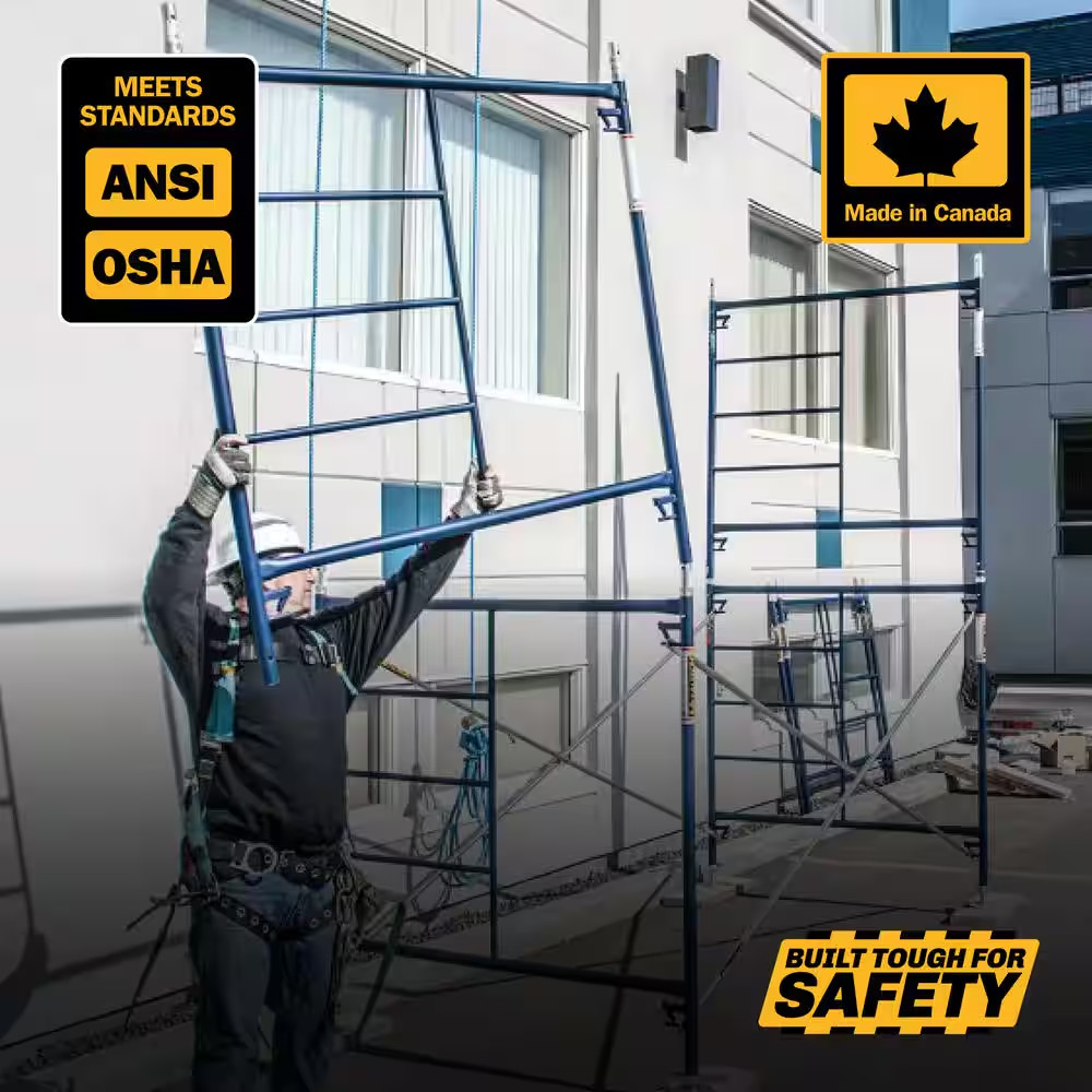 Saferstack Scaffold Section, 1-Story Scaffolding Frame Set with Galvanized Cross